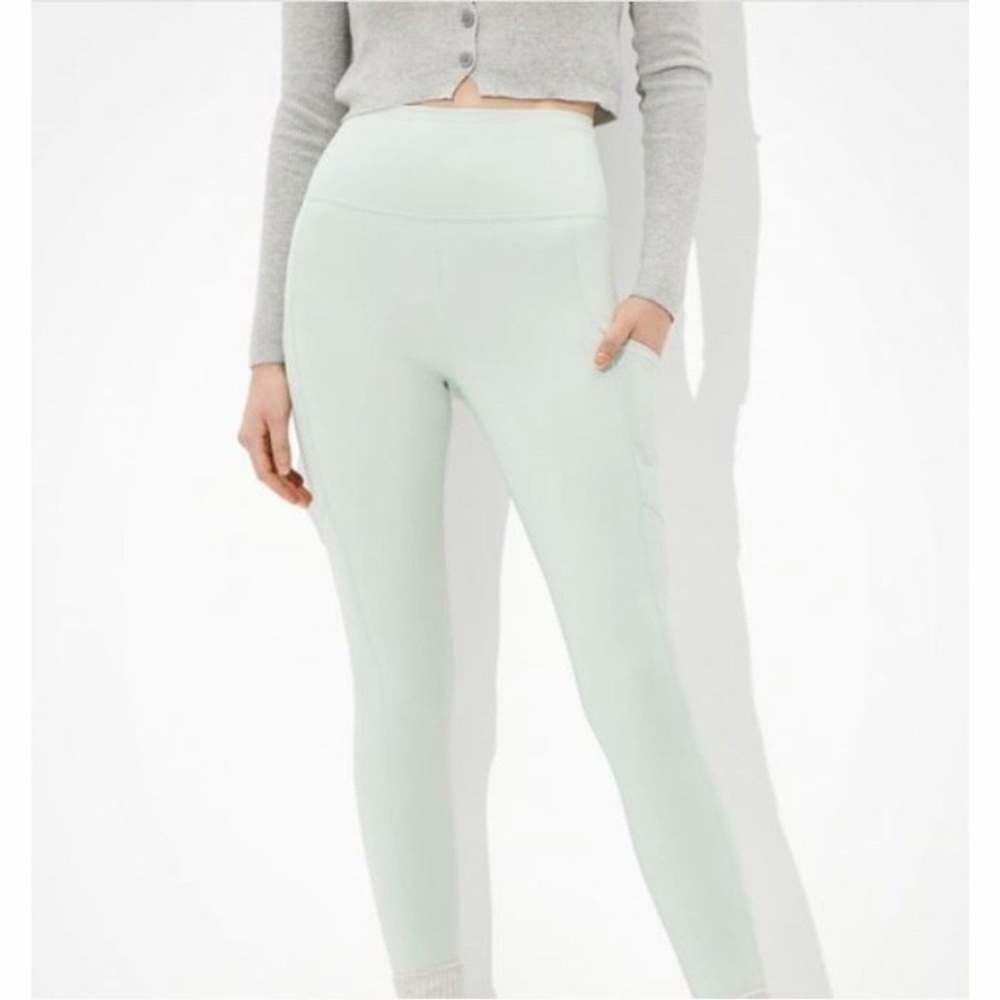 American Eagle Outfitters Mint High-Waist Leggings with Side Pockets
